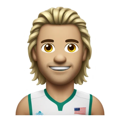 Australian Olympics athlete with a mullet hairstyle and his tongue poked out sticker