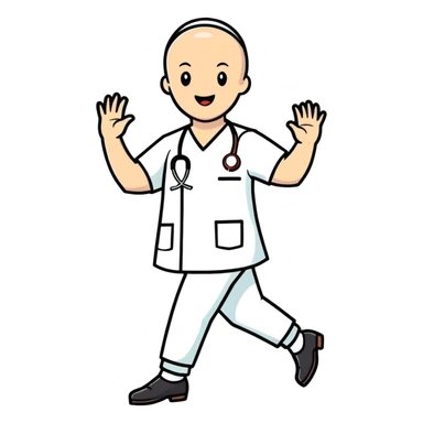 Male bald nurse dancing  sticker