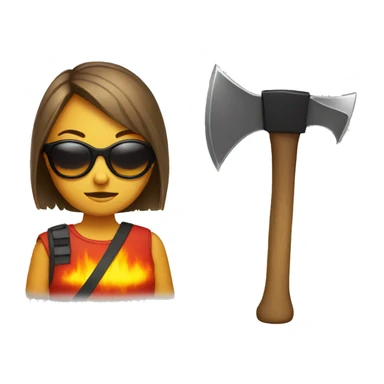 girl with sunglasses and with fire axe  sticker