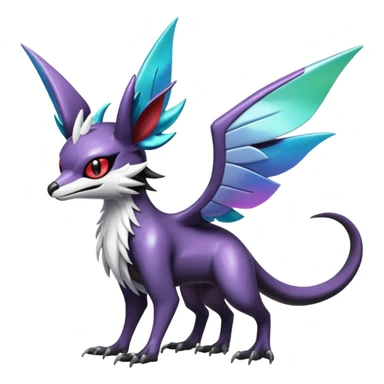 Shiny Noibat-Noivern-Mightyena-Silvally-Fakémon-hybrid-creature (full body)  sticker