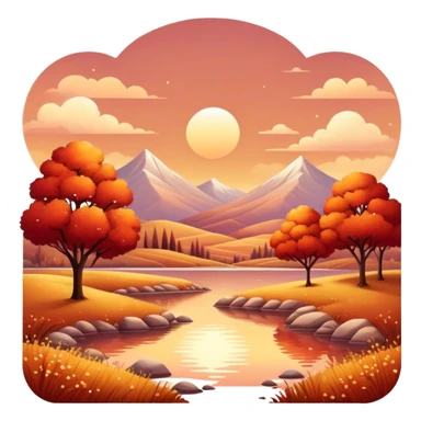 Romantic reddish-golden warm-colored sparkling Valentines vintage aesthetic scenic scenery landscape sticker