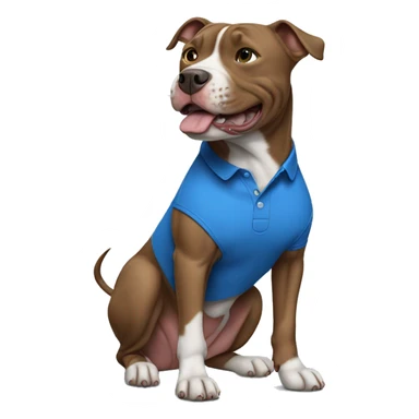 pitbull dog wearing a blue polo barking  sticker