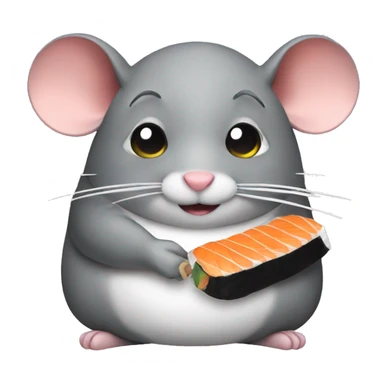 fat rat eating sushi sticker