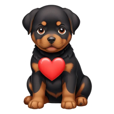 Rottweiler puppy with red heart sticker