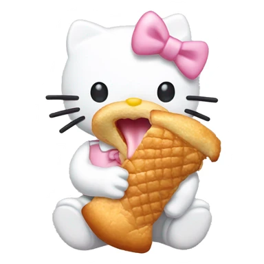 Hello kitty eating chicken with coquette light pink bow sticker