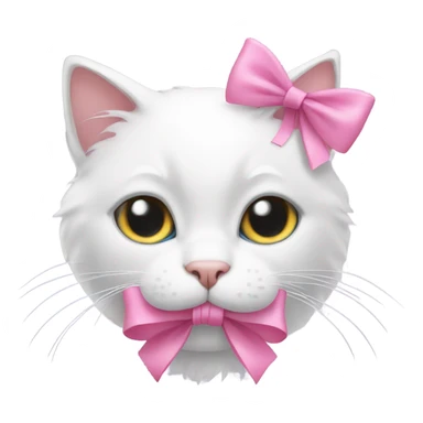 a white cat with pink bows sticker