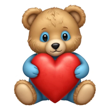 Teddy bear hugging a red heart sticker