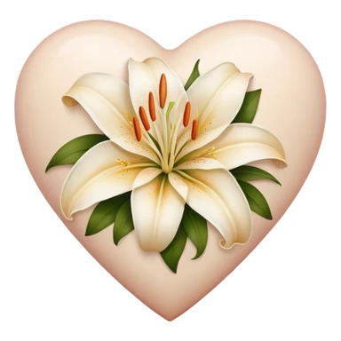 Heart with lily inside in ecru sticker