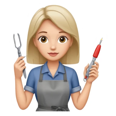 female nail master in grey apron  sticker
