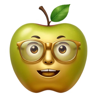 scary golden apple with glasses sticker