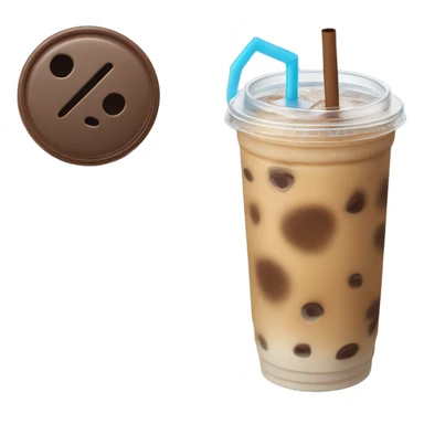 iced coffee with a flat lid and one straw that is pastel blue sticker