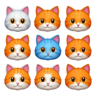 6 different colour cats only 1 orange sticker