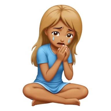 girl crying in her knees sticker
