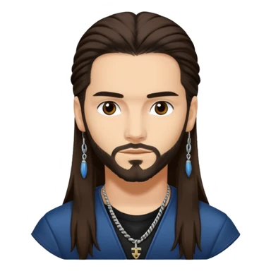Tom Kaulitz with Dark Brown long hair sticker