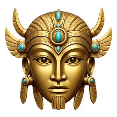 golden Anunnaki mask with ancient engravings sticker