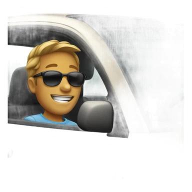 happy boy in sunglasses inside car sticker