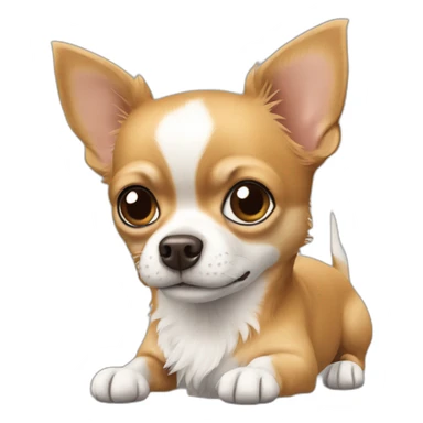 Chihuahua poils longs blanc et roux sticker
