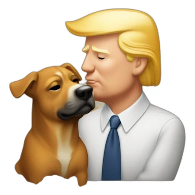 trump kissing a dog sticker