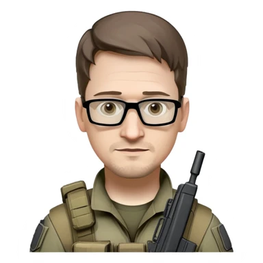 Edward Snowden as an operator from call of duty warzone with an evil smirk sticker