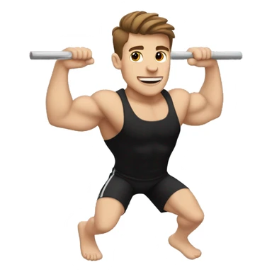 white boy, brown hair, black t shirt, doing muscle ups sticker