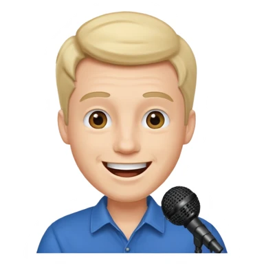 happy man speaks into the microphone sticker