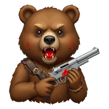 Bloody bear with gun in mouth sticker