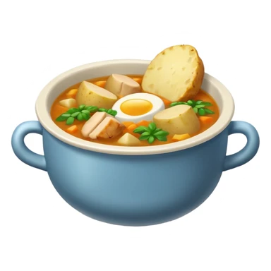emoji of traditional ajiaco soup with recognizable ingredients, classic emoji style, neutral background sticker