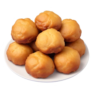 a single Dutch fried dough ball (oliebollen), golden brown, simple, isolated sticker