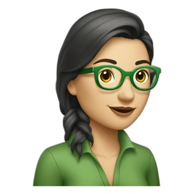 Femme lunette verte avec une queue de cheval sticker