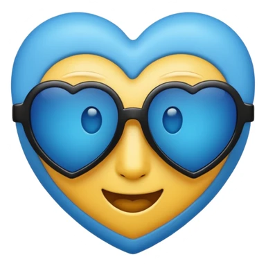 blue heart wearing black sunglasses stylish emoji sticker