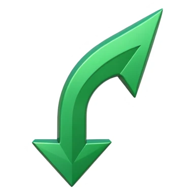 iOS-style 3D emoji: glossy green arrow pointing upward. sticker