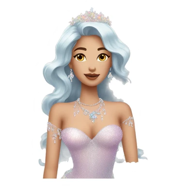 Gorgeous pastel Lady in a sparkly shiny dress with tiara and necklace and flowers aesthetical and trending  sticker