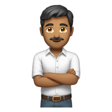 Indian man developer in plain white shirt with sleeve up profile image sticker