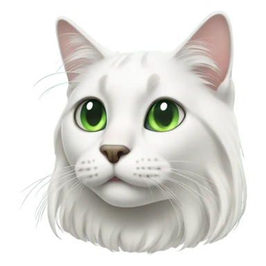 white long hair green eyed cat with black right ear sticker
