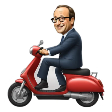 Francois Hollande sur son scooter sticker