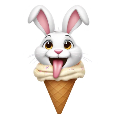 A rabbit eating an ice cream sticker