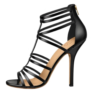 open toe black high heels sandals sticker