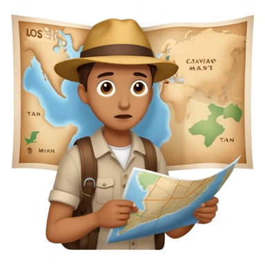 Traveler looking at map confused and lost sticker