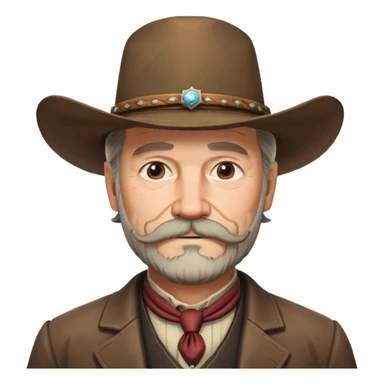 Dutch van der Linde from Red Dead Redemption 2, older man with mustache and beard, cowboy hat, suit sticker