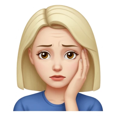 the emotional female emoji with a furrowed brow and her hand on her forehead sticker