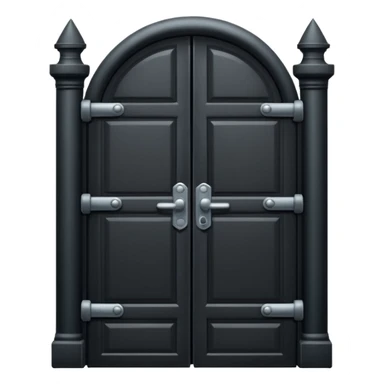 iOS emoji, minimal dark gate, sealed door, flat design sticker