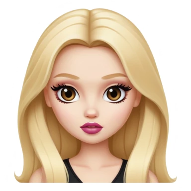 pretty bratz baddie, long blonde hair, pale skin sticker