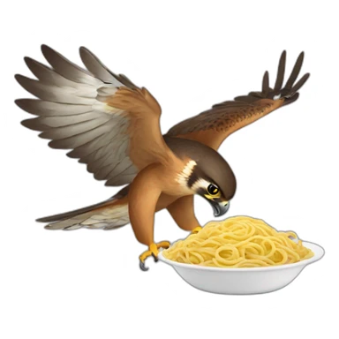 falcon eating pasta with fork and knife sticker
