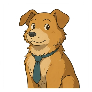 ghibli style dog wearing a tie sticker