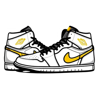 Jordan 1 sneaker, all black with a metallic gold swoosh sticker