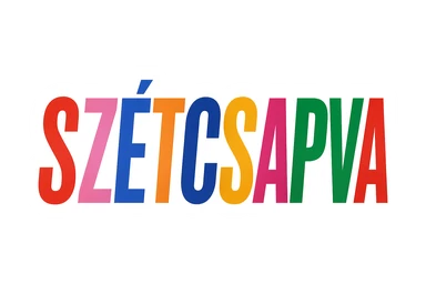colorful modern text image with the word 'szétcsapva' in the center, varied colorful fonts, no emoji or face sticker