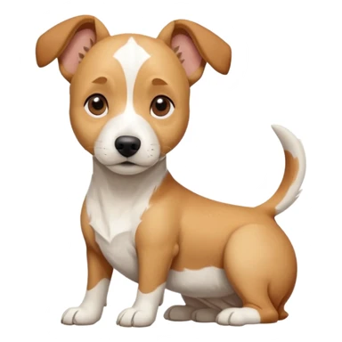 a full body facing front on of a buff white beagle cross jack russell terrier looking dog the size of a kelpie with light brown long ears resting on its face and a light brown patch above one eye and a large snout. the rest of the dog is completely white.  sticker