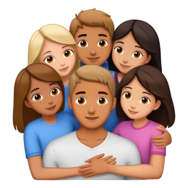Guy getting huggedby 5 girls sticker