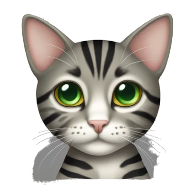 Black striped tabby cat with green eyes sticker