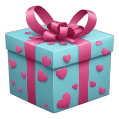 gift box with heart stickers around the box sticker
